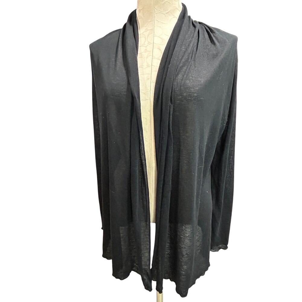 Medium BCBG Max Azria Black Lightweight Knit Open Cardigan Shirt